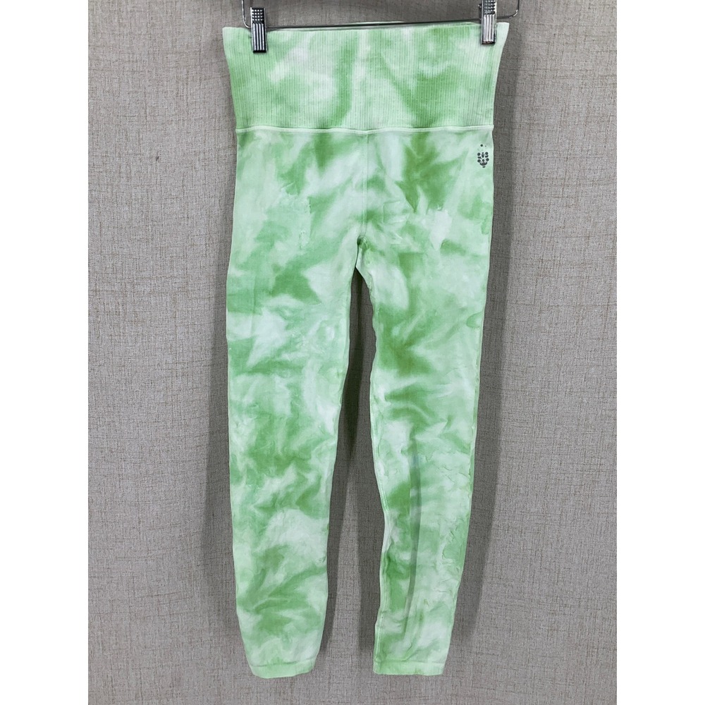 FP Movement Leggings Women M/L Green Tie Dye Good Karma High Rise Ribbed Active